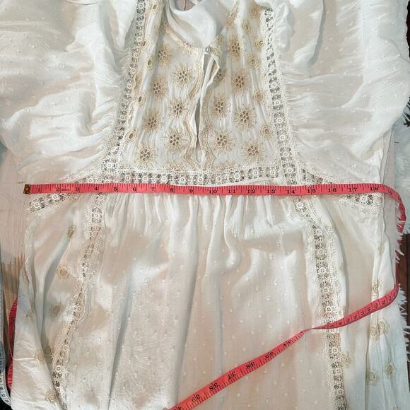 Free People Charlotte Tunic Top Dress Embroidered Feminine Boho Ivory Small - Picture 11 of 11